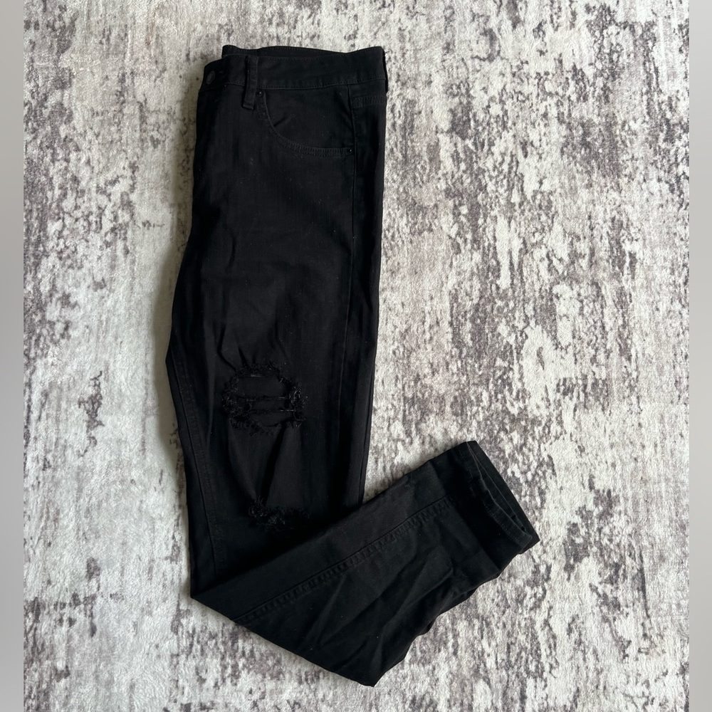 Wild Fable Distressed Black Denim High Waisted Skinny Jeans size 10